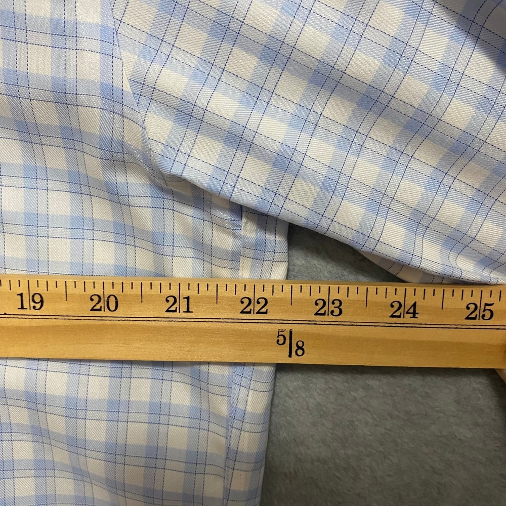 BROOKS BROTHERS 346 Men's Medium White Blue Plaid 100% Cotton Button Down Shirt - Picture 5 of 6